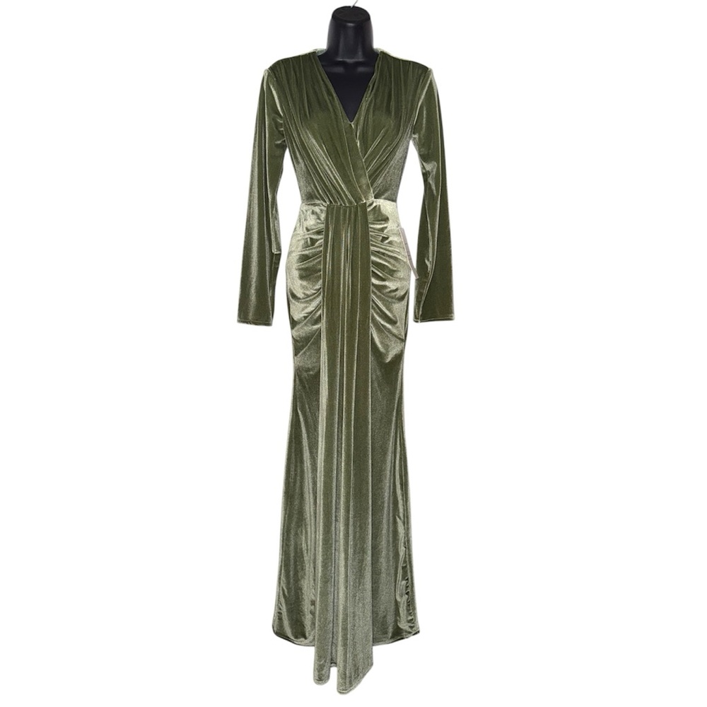 Elegant‎ Olive Green Velvet Dress